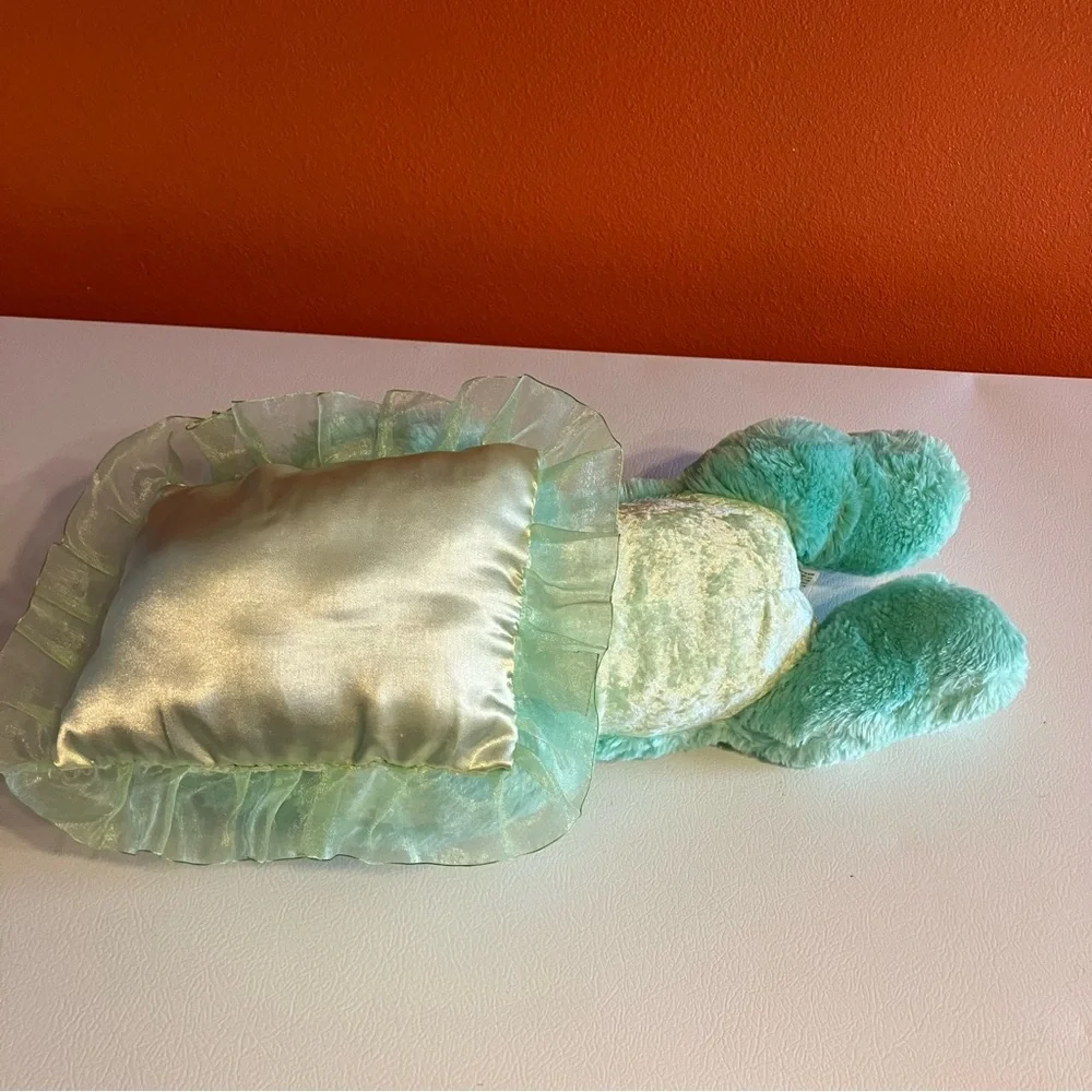 Aqua Soft Plush Sleepy Time‎ Bear with Satin Pillow